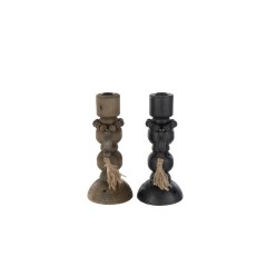 CANDLE HOLDER IRO WOOD BLACK OR WHITE PRICE PER PIECE 